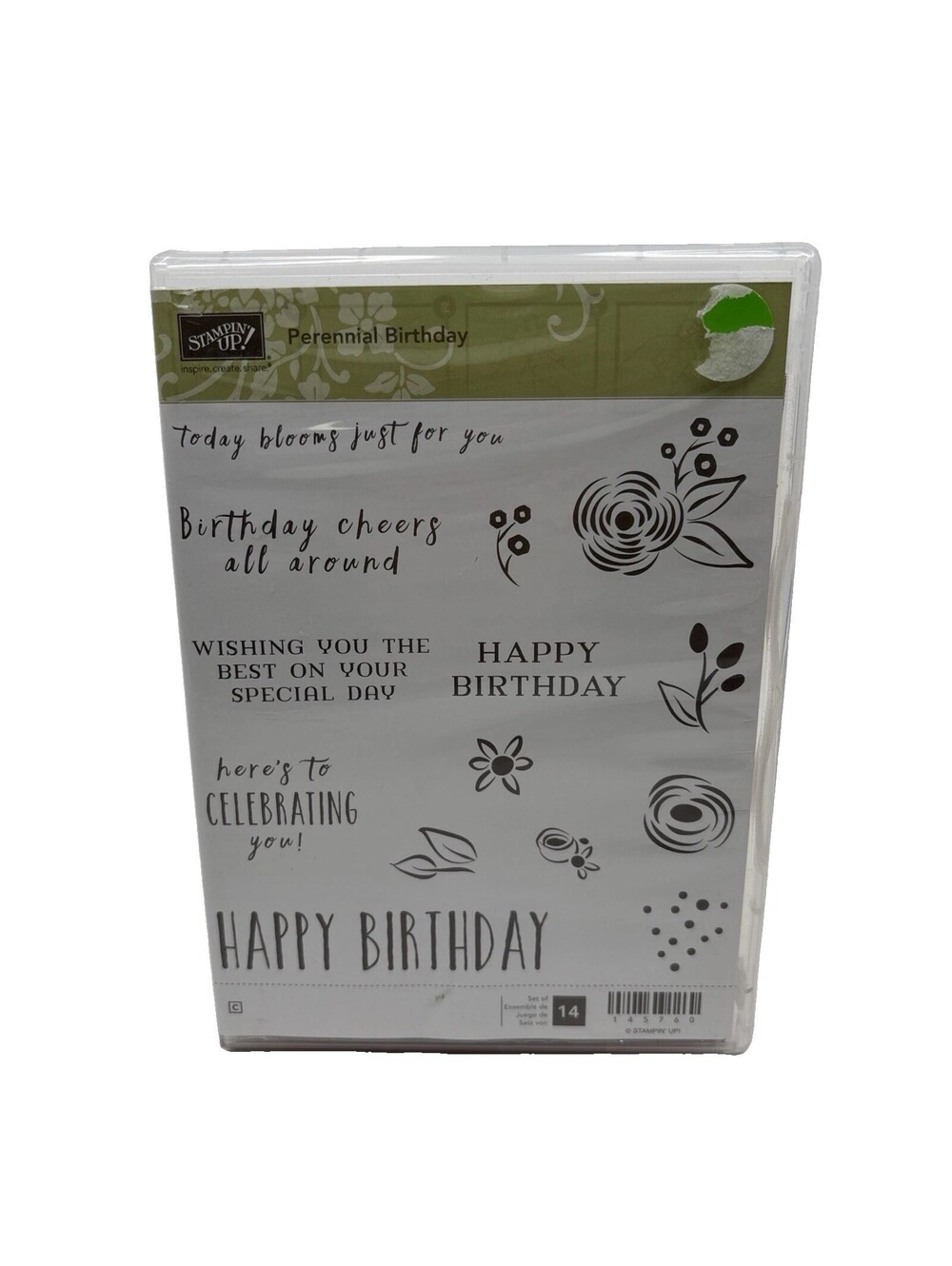 Stampin Up Perennial Birthday Retired Clear Mount Stamp Set 145760 14 Stamps